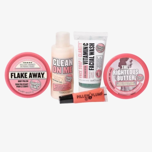 NEW Soap & Glory:The Glorious Five Bath Gift Set & Smoothie Star Breakfast Scrub - Picture 2 of 4
